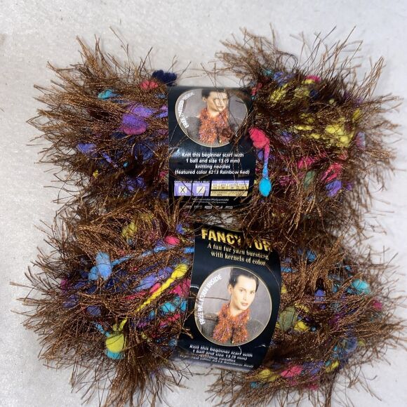Lion Brand Yarn Fun Fur Lot Of 2 Color: Chocolate Sprinkles New Turkey Fall - Picture 4 of 4